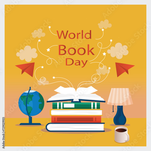 world book day celebration template illustration
