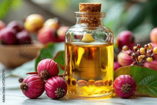 castor oil extract with isolated table professional photography