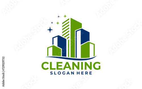House Building Cleaning company badge, emblem. Vector illustration.	
