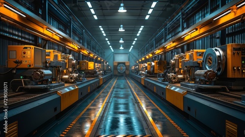 A modern factory with high-tech milling machines photo