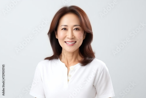 Portrait of a middle-aged Asian female . Personality looks good isolated on white background. AI Generative photo
