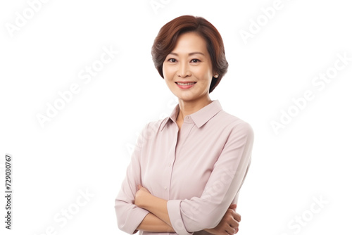 Portrait of a middle-aged Asian female . Personality looks good isolated on white background. AI Generative photo