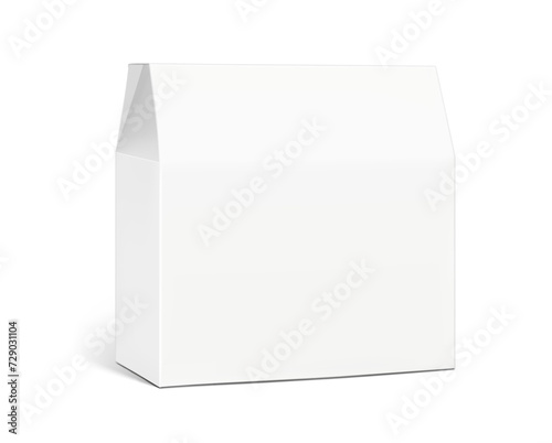 Pinch top box for three bottles. Vector illustration isolated on white background. Ready and simple to use for your design. EPS10.	 photo