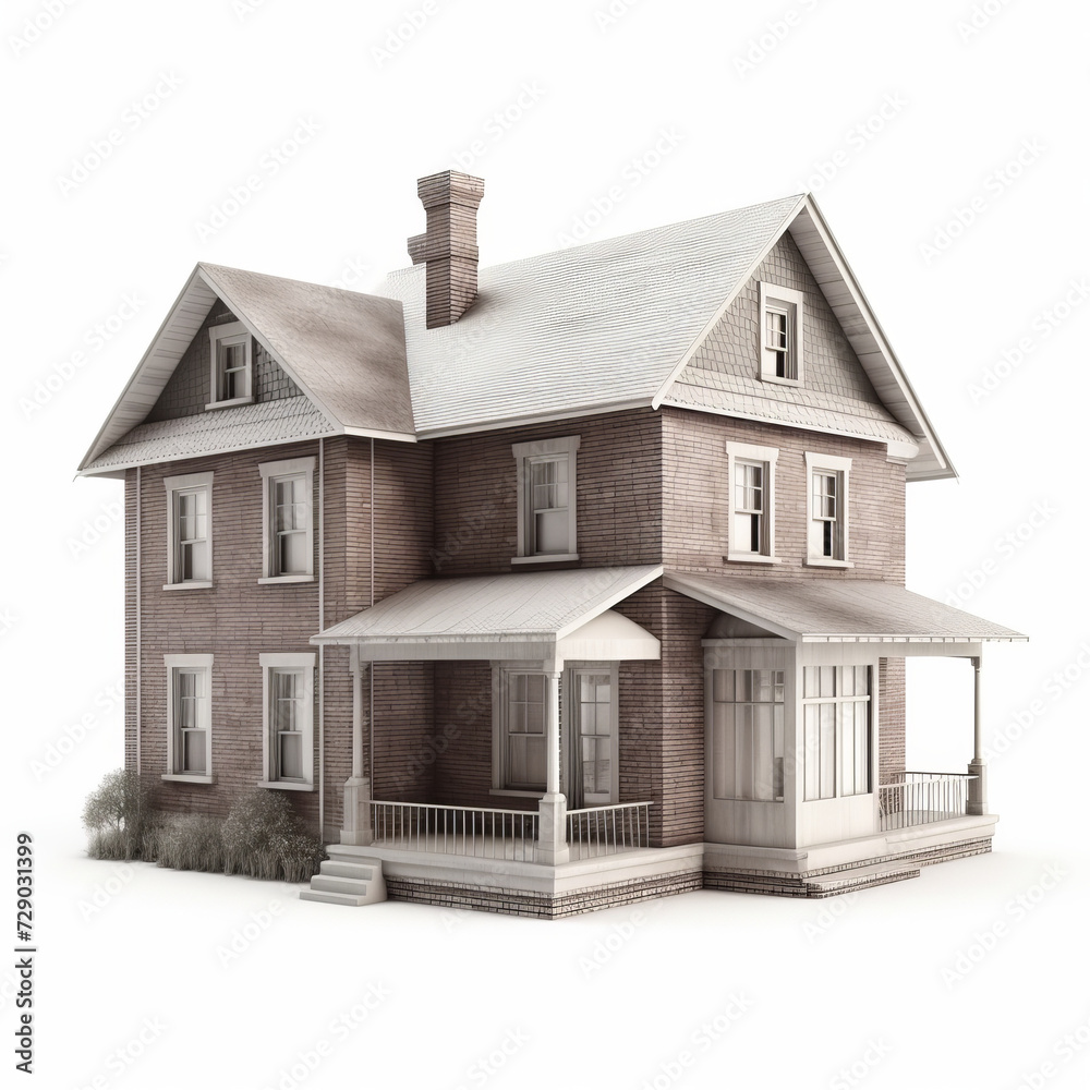 Brick House PNG Cutout, Generative AI Brick House PNG Cutout, Generative AI