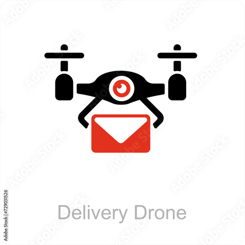 delivery drone and delivery icon concept