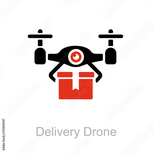 delivery drone and delivery icon concept