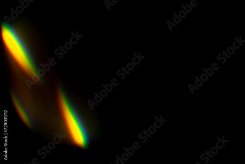 Iridescent highlights on a black background. to overlay and create a bright  sunny and interesting picture