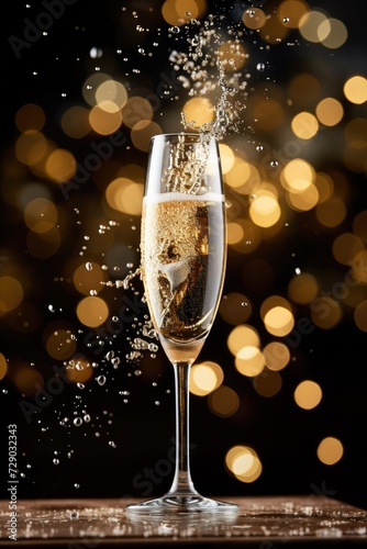 Vertical background with a glass of sparkling wine. The concept of alcoholic beverages for the holidays.