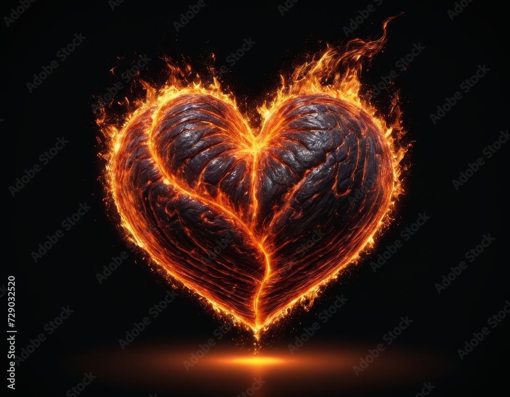 Burning Lava Heart. Fiery passion embodied in a flaming heart.
