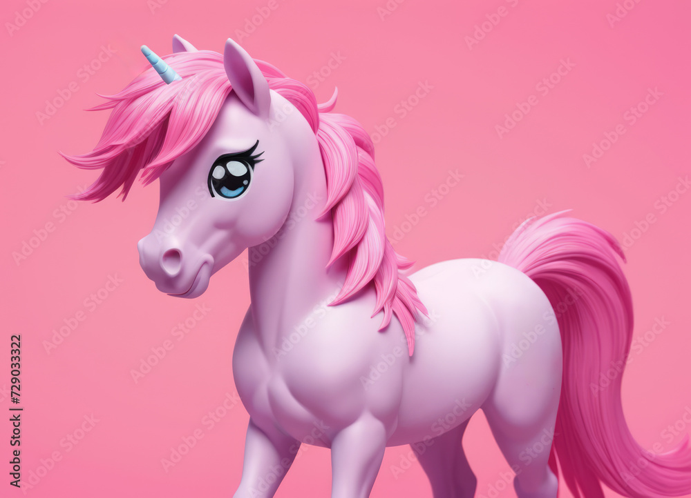 Cartoon little unicorn on pink background Cartoon little unicorn on pink background