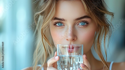 woman with glass of water photo