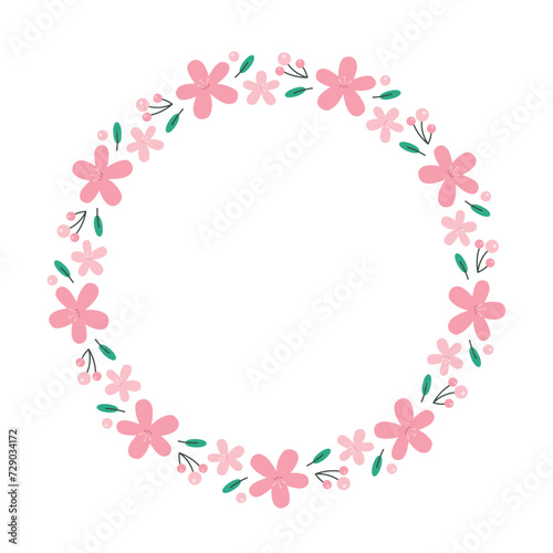 Hand drawing style spring flower wreath illustration