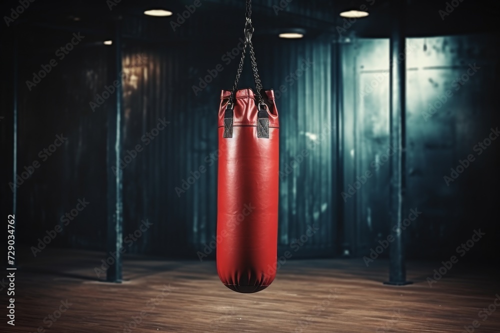 Red punching bag - kickboxing, muay thai, and fitness equipment for a healthy and active lifestyle