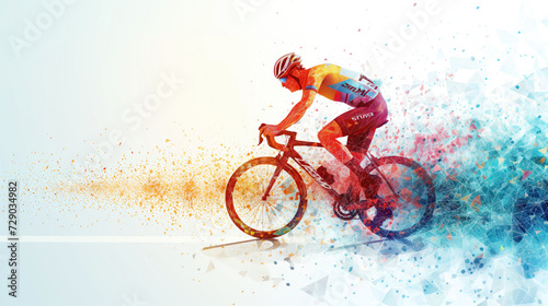 Bicycle racers competing on cycling championship. Cycle sports event, abstracrt style colorful © YauheniyaA