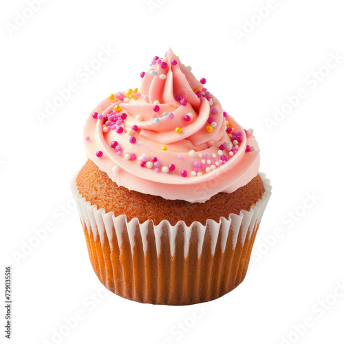 Tasty colorful cupcake on transparent background