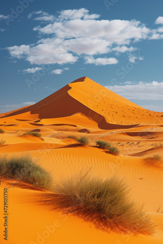 Brown sand texture of Sand dunes in Empty Desert, vertical background