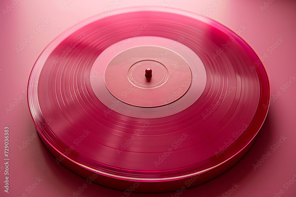 A sleek pink vinyl record on a vibrant pink background, capturing a retro yet modern feel A sleek pink vinyl record on a vibrant pink background, capturing a retro yet modern feel