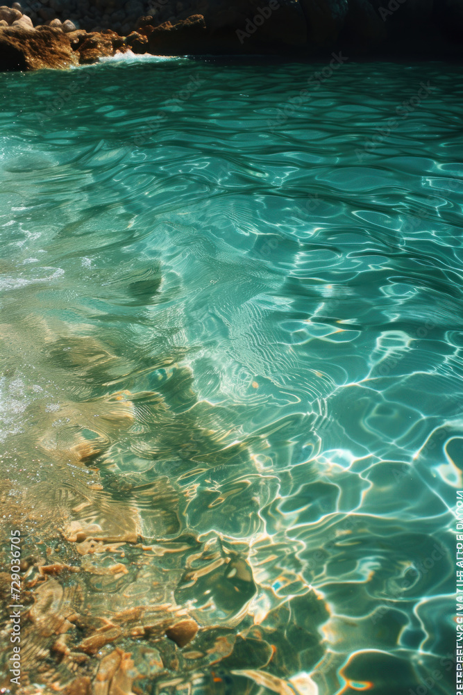 Obraz premium Ocean sea water clear waves splashing in the deep sea at sunny day
