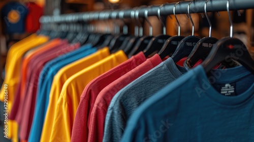 Colorful T-Shirts on Hangers