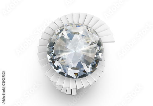 Dazzling diamond on spiral staircase  transparent background
