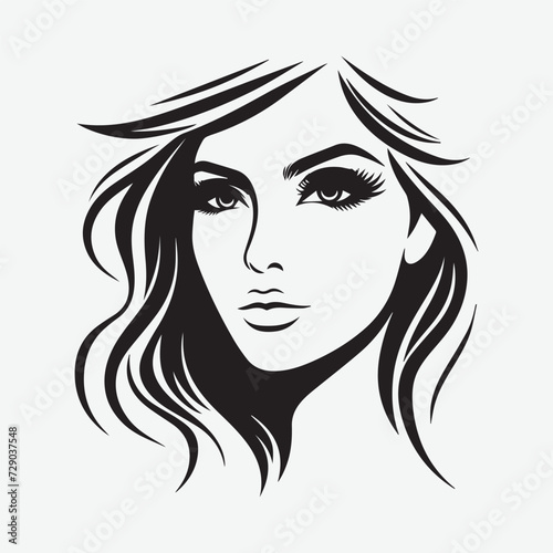 Vector illustration of Woman  concept portrait of a fictional elegant Vintage silhouette