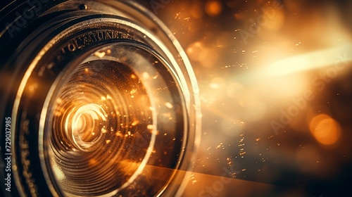Antique camera lens with artistic light flares and vintage charm photo