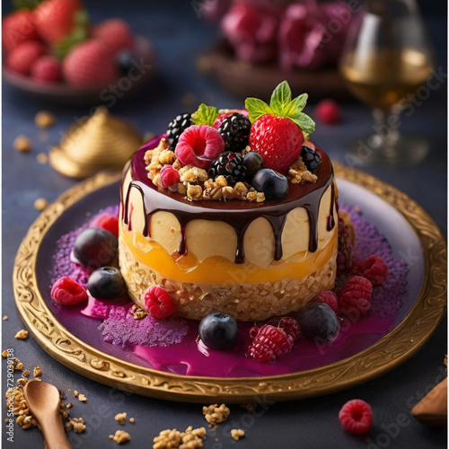 cheesecake with berries Generated by Ai 