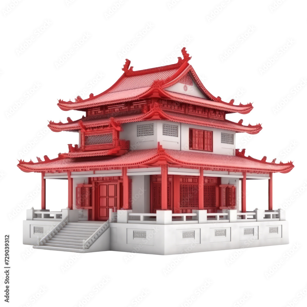 Obraz premium Chinese House PNG Cutout, Generative AI