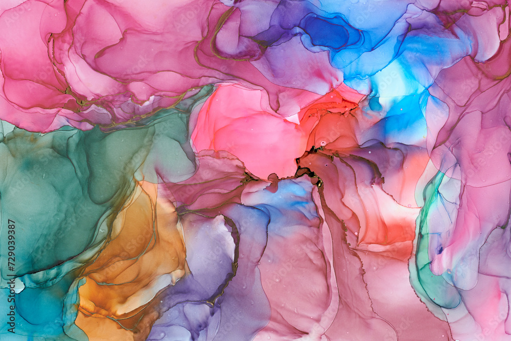 Natural luxury abstract fluid art painting in alcohol ink technique ...