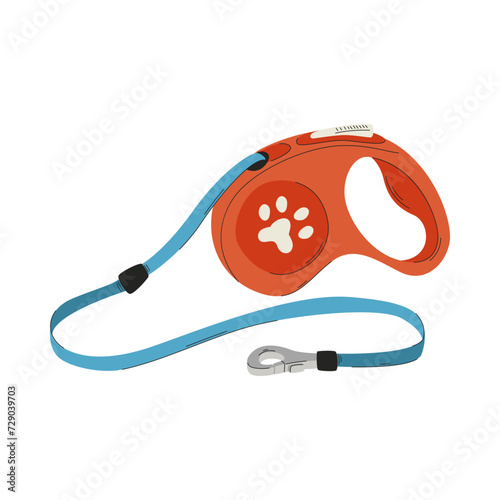 Automatic Retractable Dog Leash. Flexible Waist Leash for pets. A pet care item. A flat vector illustration isolated on a white background.