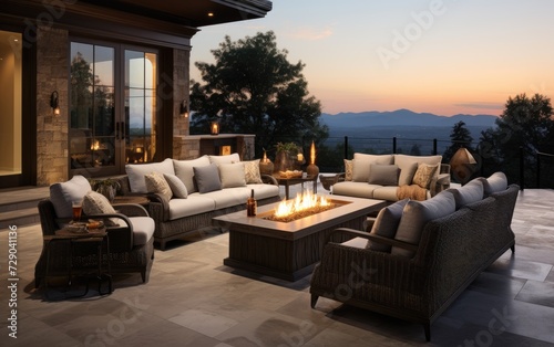 Spacious Outdoor Lounge Set with Fire Pit