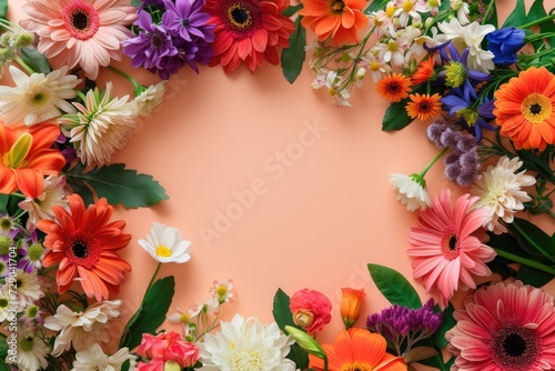 Floral composition on a orange background  space for text  concept of Valentine Day  Mother Day  Women Day  wedding day