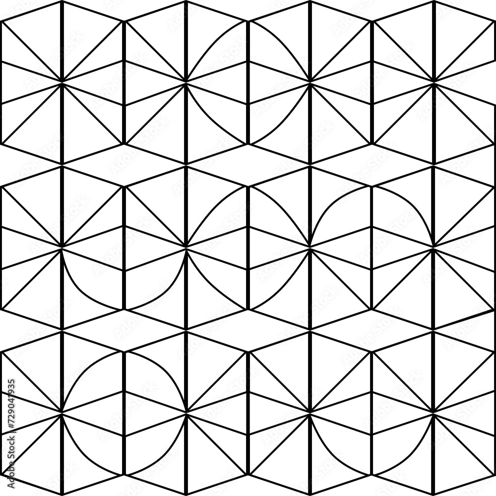 Azulejo geométrico blanco y negro para mosaico o impresión. Patrón con geometría para impresión textil o diseño gráfico. - obrazy, fototapety, plakaty 
