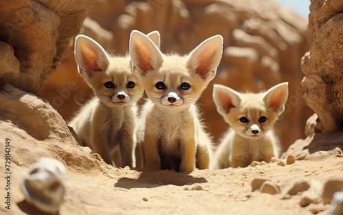 Exploring the Desert Playful Fennec Fox Pups
