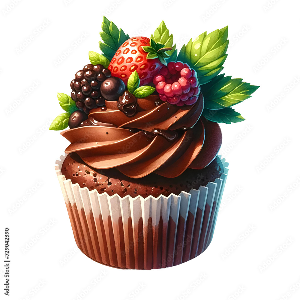 chocolate cupcake with strawberry chocolate cupcake with strawberry