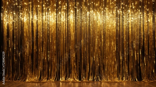 Glitter golden curtains reveal show grand opening stage, curtain decorative backdrop with gold curtain, Fringe for Wedding Decoration, Birthday Party, Christmas Decoration, New Year's Eve