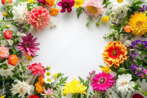 Floral composition on a white background, space for text, concept of Valentine Day, Mother Day, Women Day, wedding day