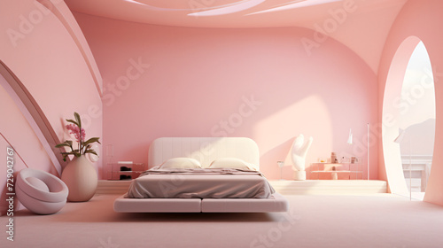 interior of a pink bedroom