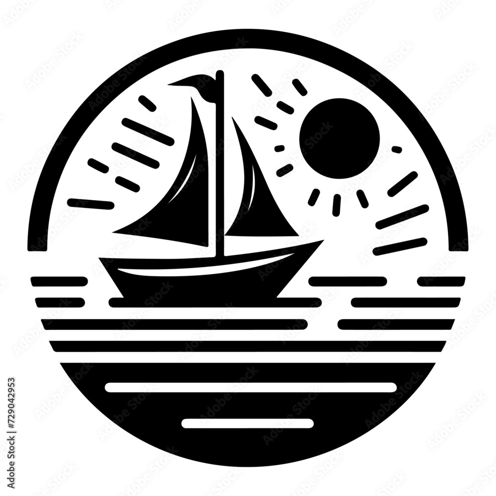 Obraz premium boat vector logo concept icon, clipart, symbol, black color silhouette