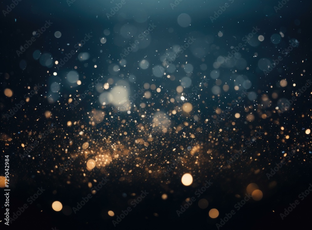 Fototapeta premium Golden glittering lights on a black background. Generative AI.
