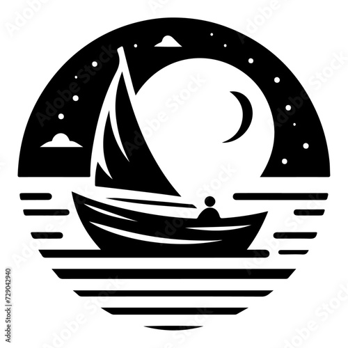 boat vector logo concept icon, clipart, symbol, black color silhouette