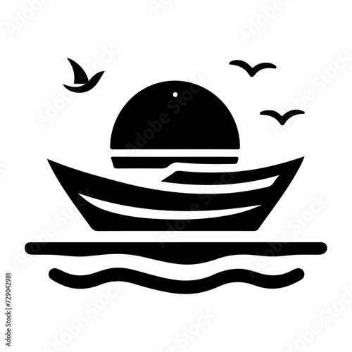 boat vector logo concept icon, clipart, symbol, black color silhouette