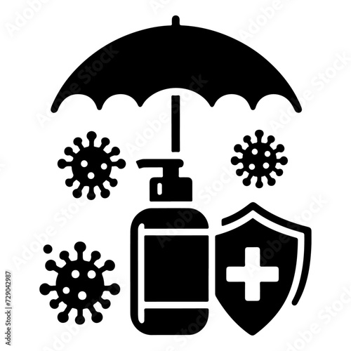 minimal Antibacterial defense icon, black color silhouette, logo, clipart, symbol, black color silhouette photo