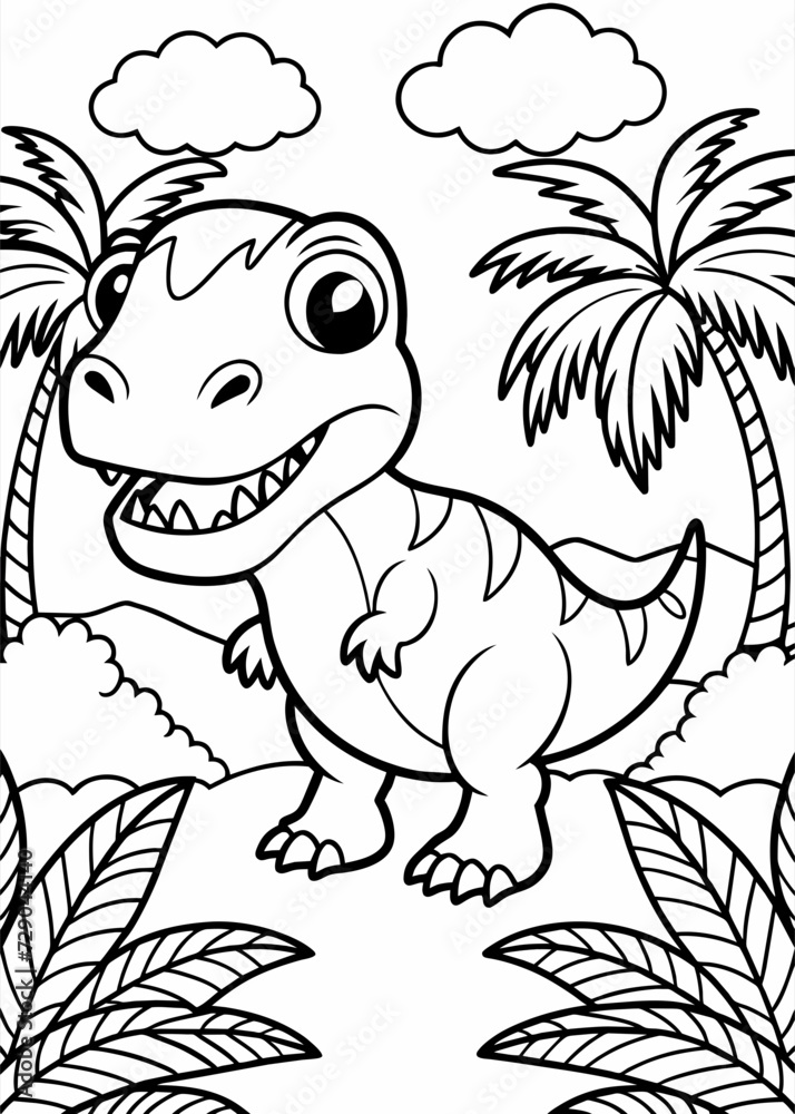 Obraz premium dinosaur illustration with trees