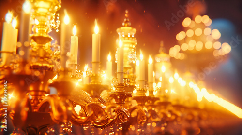 Festive Candlelight and Bokeh, Warm Glowing Christmas Celebration, Abstract Golden Yellow Light Background