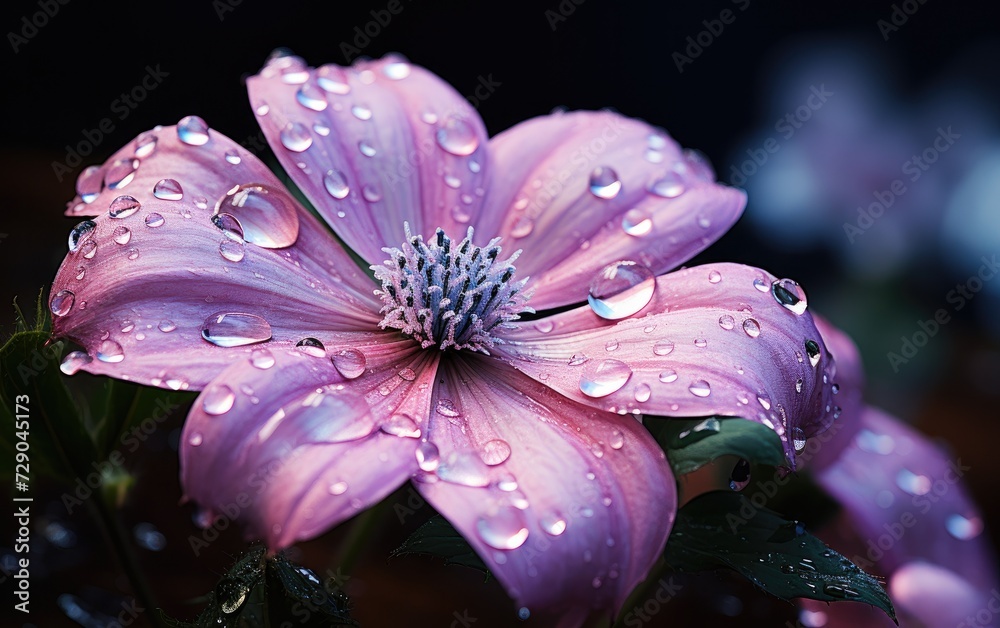 Raindrops Grace the Petals of a Delicate Flower