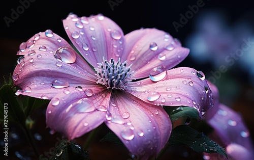 Raindrops Grace the Petals of a Delicate Flower