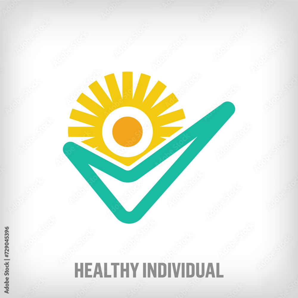 Fototapeta premium Creative sun of life tick mark logo. Unique creative colors. Education and company logo template. vector.