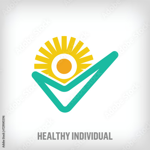 Creative sun of life tick mark logo. Unique creative colors. Education and company logo template. vector.