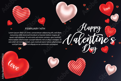 Valentine's Day background withought  paper cut flowers, valentine day banner vector, valentine day poster, valentine day horizontal card